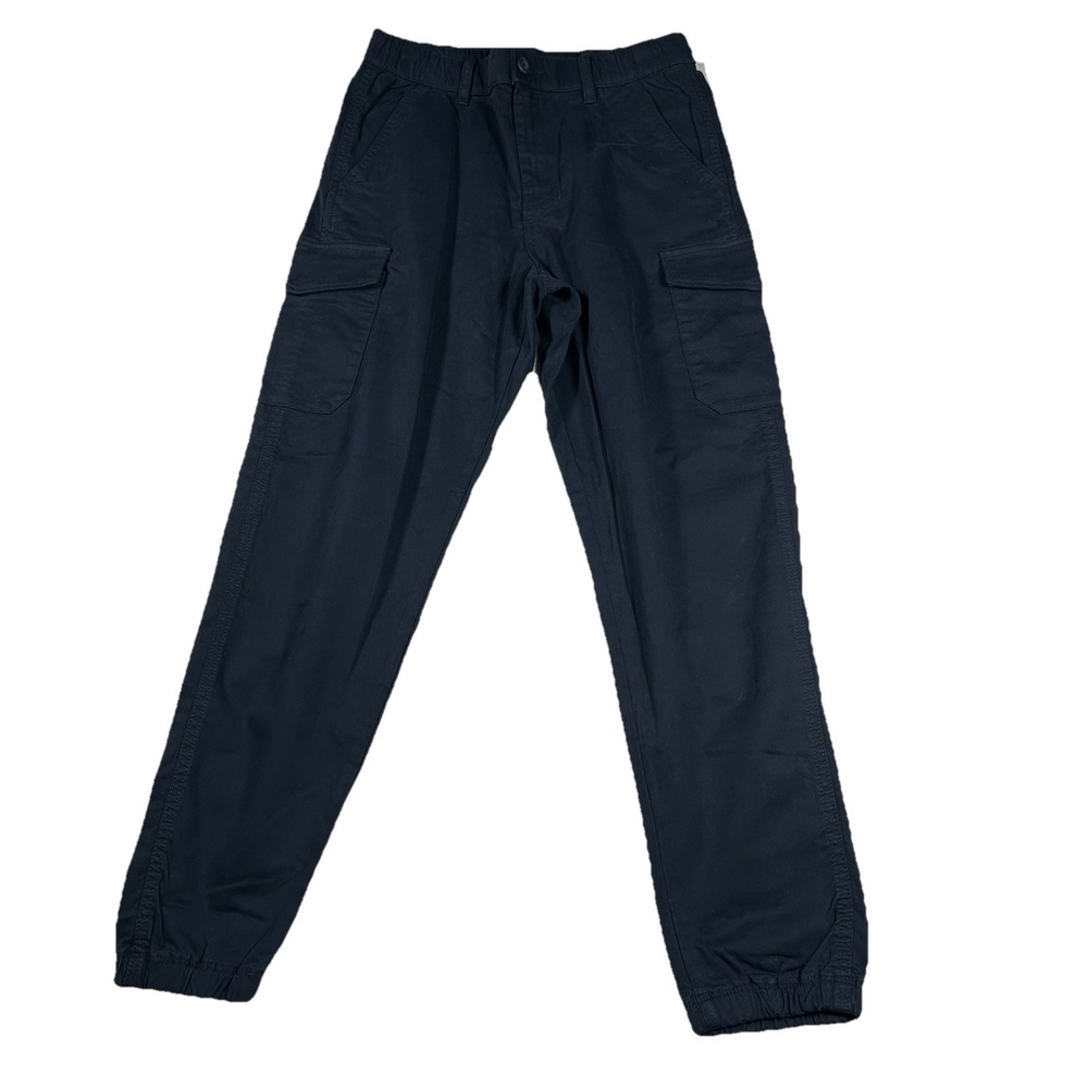 Uniqlo Cargo Jogger Pants Mens Size S Wide-Fit Drawstring Stretch Navy
